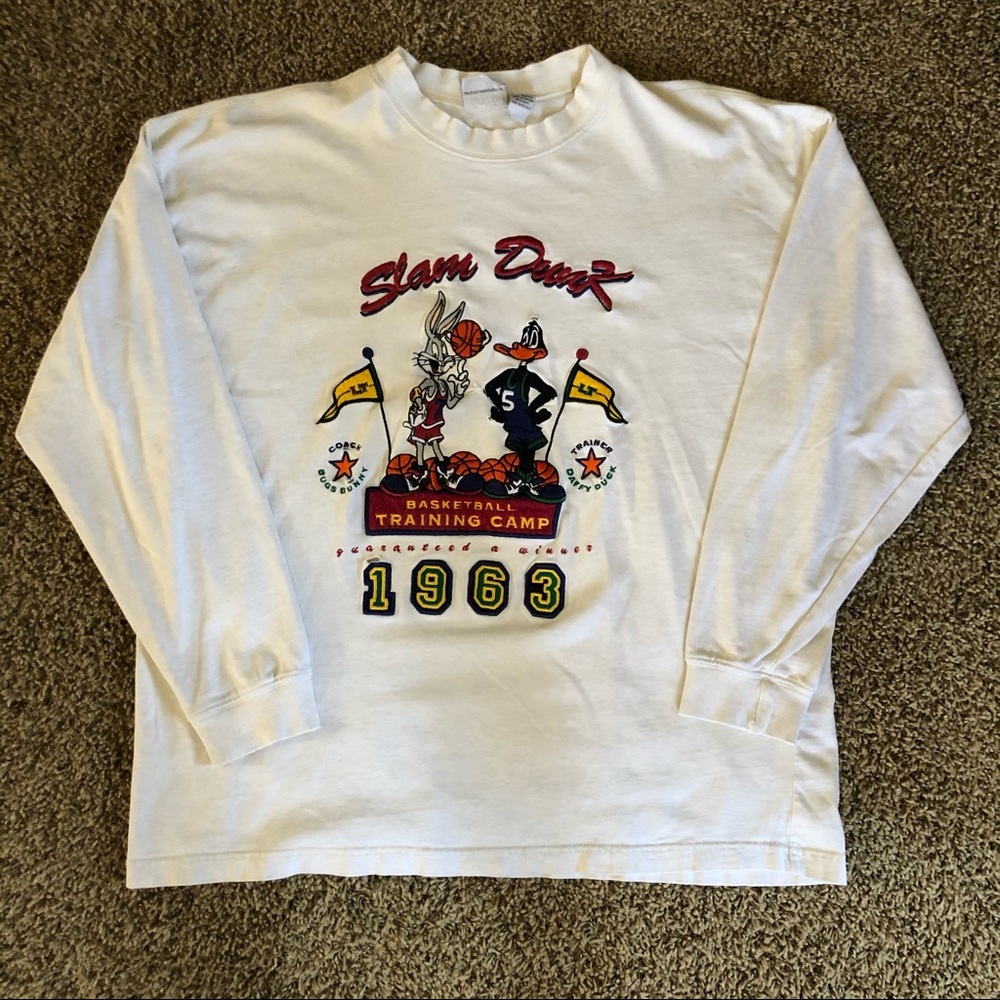 1993 Vintage Looney Tunes Basketball Training Camp T-shirt All Embroidered L